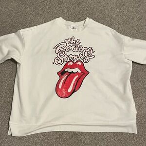 Rolling Stones White and Red Sweatshirt Iconic Logo